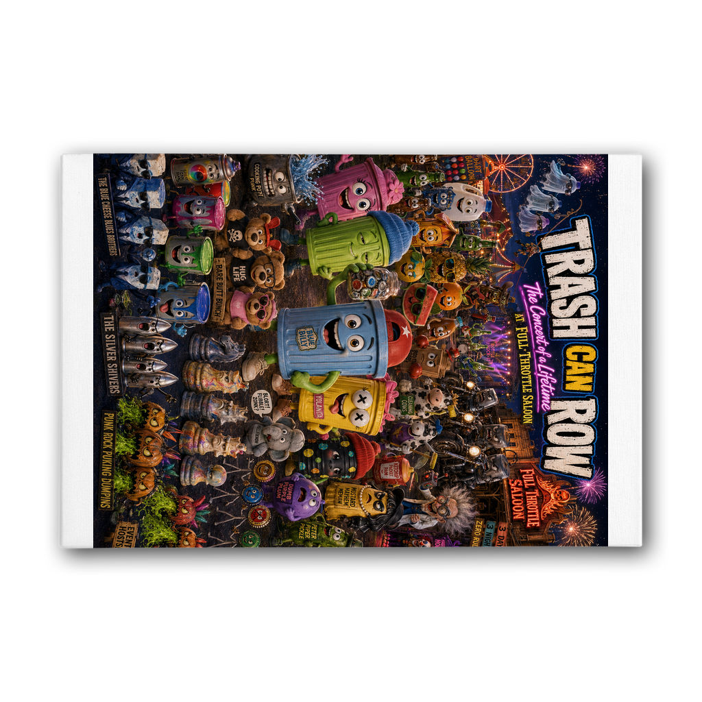 Trash Can Row: Concert for a Lifetime – Premium Stretched Canvas