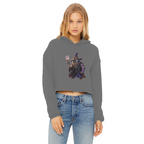angry can man Ladies Cropped Raw Edge Hoodie
