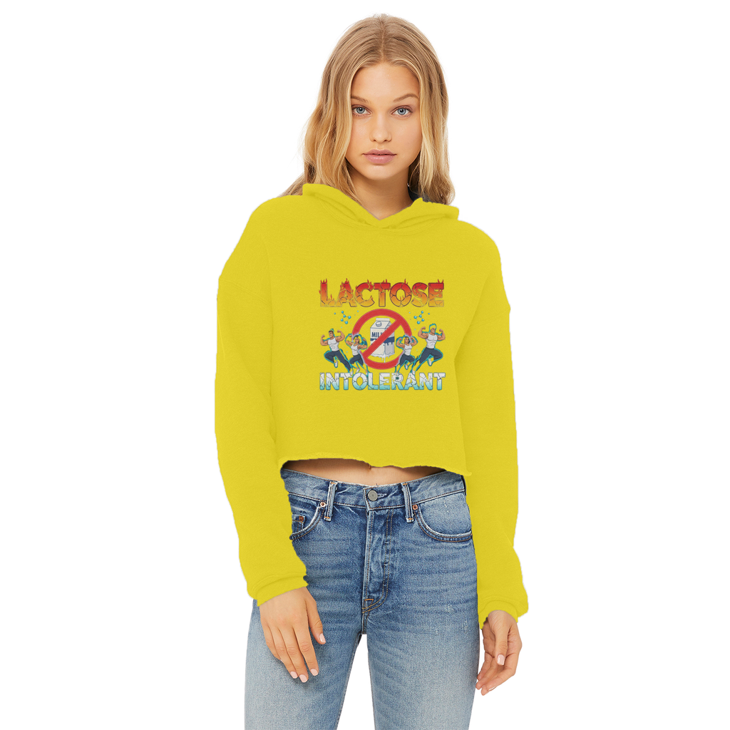 AOB Ladies Cropped Raw Edge Hoodie