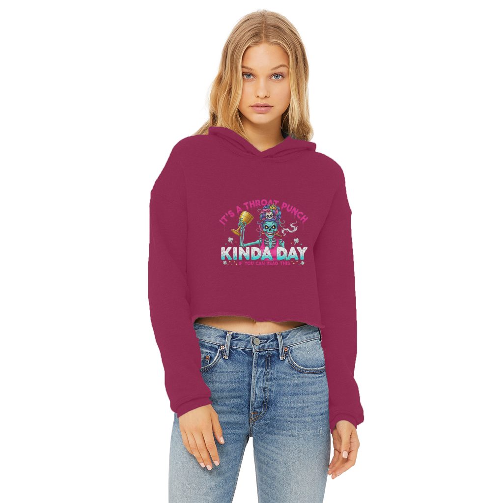 AOP Ladies Cropped Raw Edge Hoodie