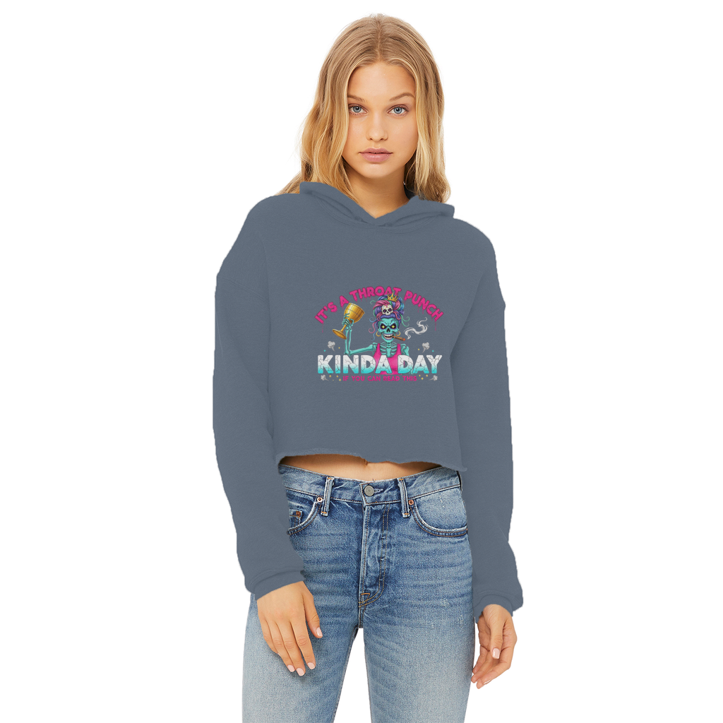 AOP Ladies Cropped Raw Edge Hoodie