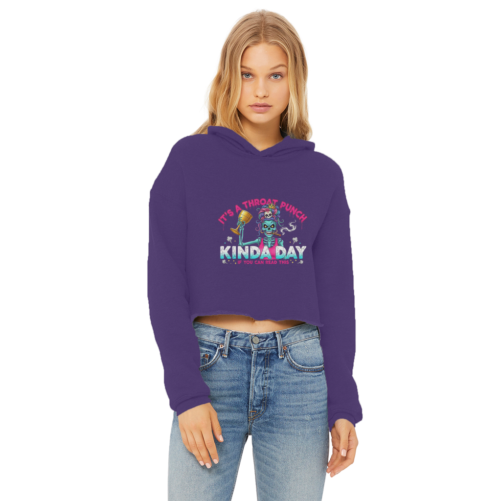 AOP Ladies Cropped Raw Edge Hoodie