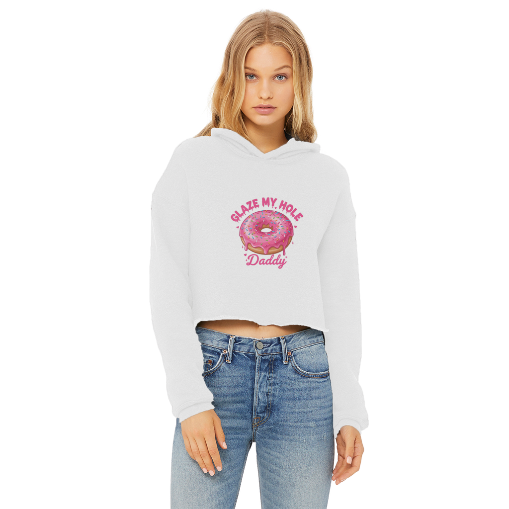 AOC Ladies Cropped Raw Edge Hoodie