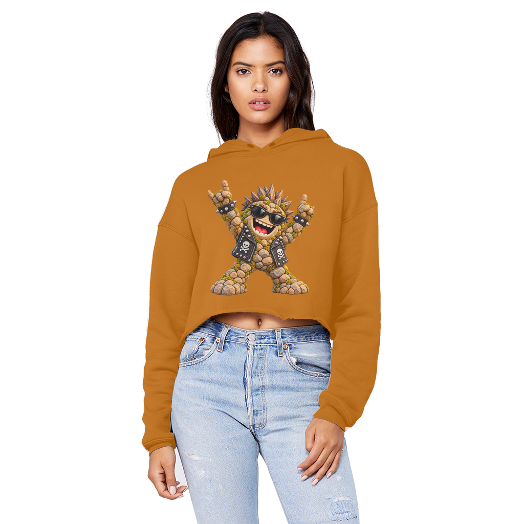 Falling Rocks COllection Cropped Raw Edge Boyfriend Hoodie