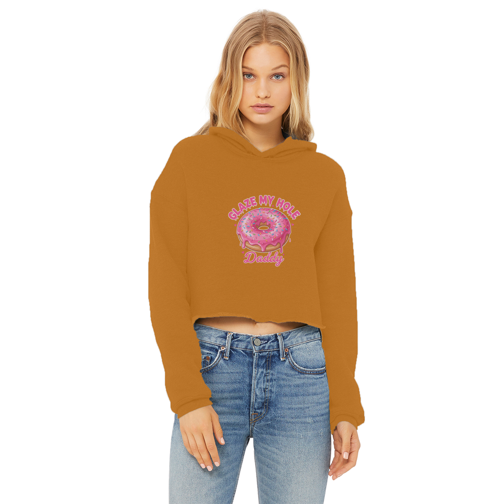AOC Ladies Cropped Raw Edge Hoodie