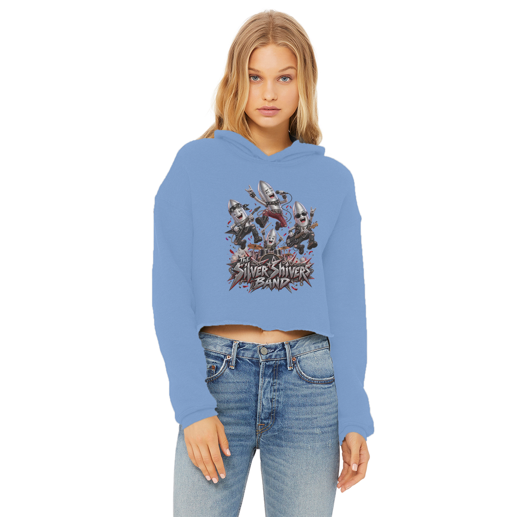 The Silver Shivers Band Ladies Cropped Raw Edge Hoodie