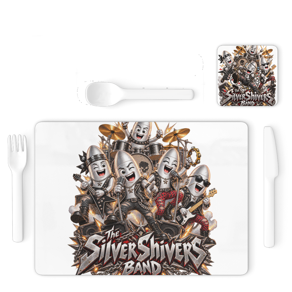 The Silver Shivers Band Single Placemat and Coaster Set