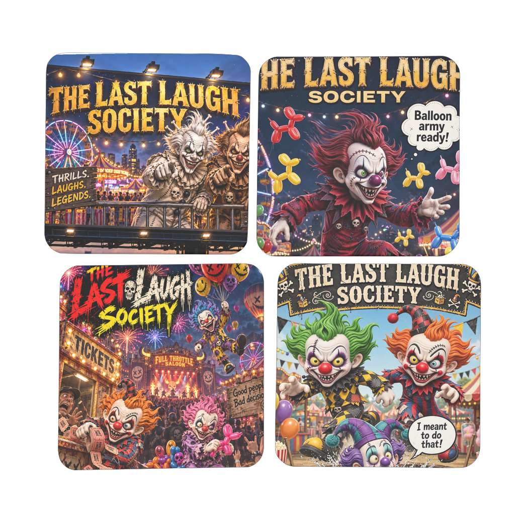The Last Laugh Society Hardboard Coaster Set of 4