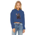 angry can man Ladies Cropped Raw Edge Hoodie