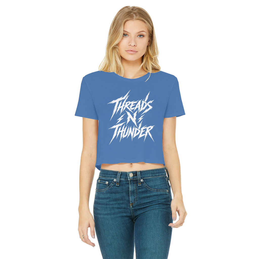Falling Rocks COllection Classic Women's Cropped Raw Edge T-Shirt