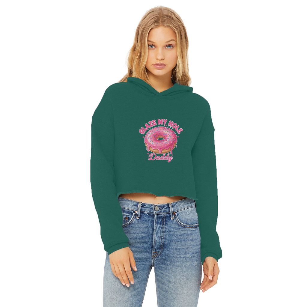 AOC Ladies Cropped Raw Edge Hoodie
