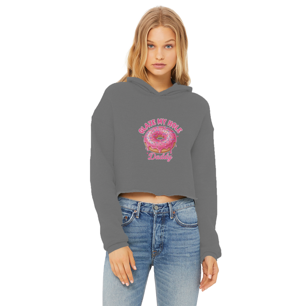 AOC Ladies Cropped Raw Edge Hoodie