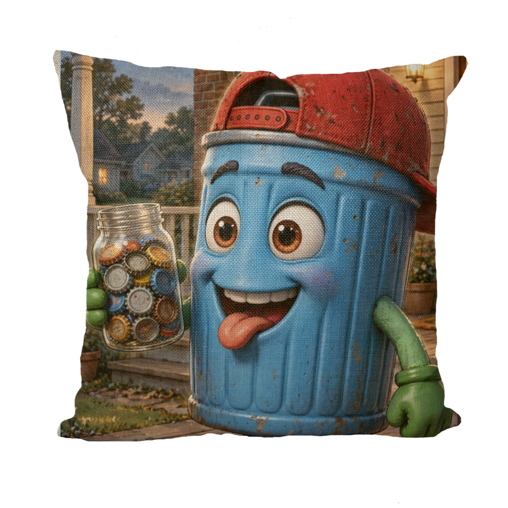 Trash Can Row Throw Pillow with Insert