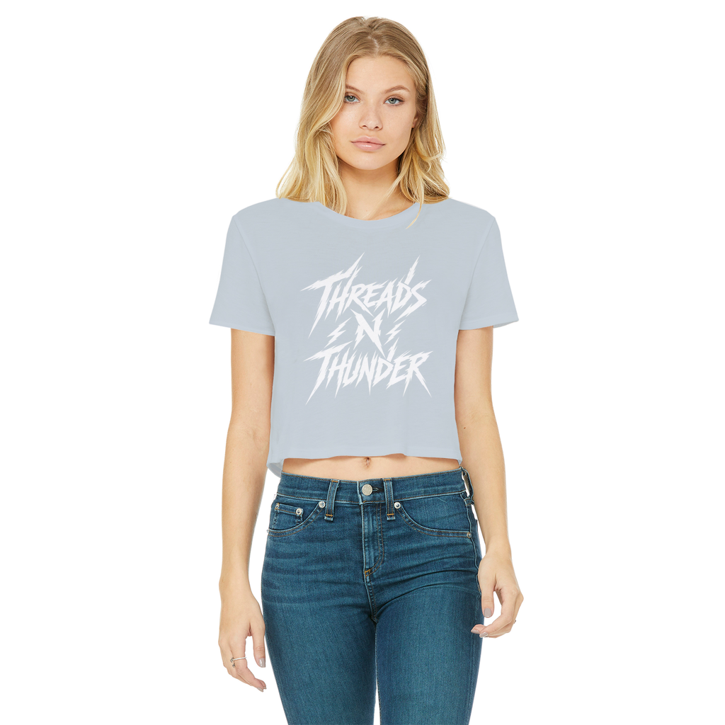 Falling Rocks COllection Classic Women's Cropped Raw Edge T-Shirt