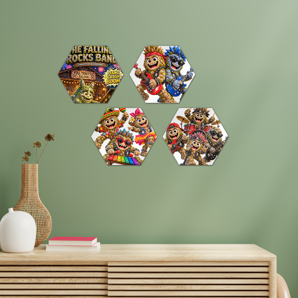 Falling Rocks Collection Hexagon Wall Tiles Set of 4