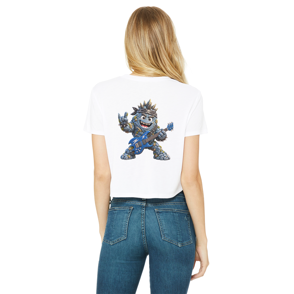Falling Rocks COllection Classic Women's Cropped Raw Edge T-Shirt