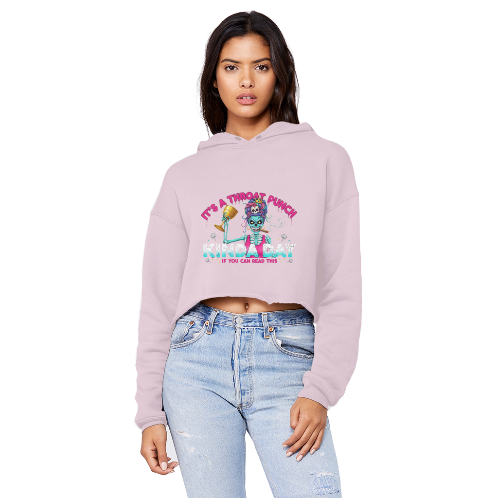 AOP Cropped Raw Edge Boyfriend Hoodie