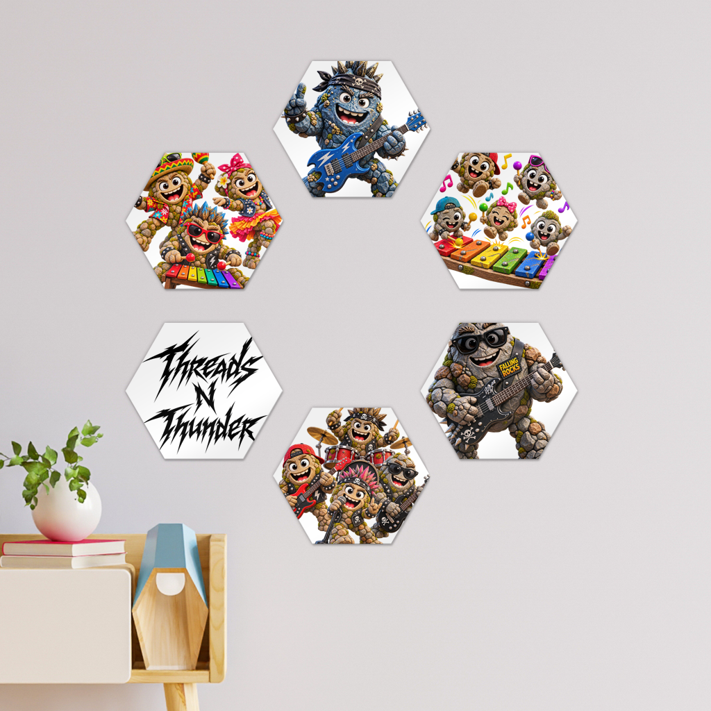 Falling Rocks Collection Hexagon Wall Tiles Set of 6