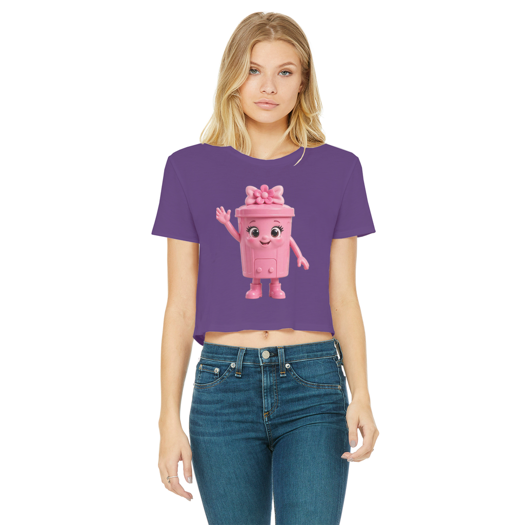 Trash Can Row – Classic Women's Cropped Raw Edge T-Shirt