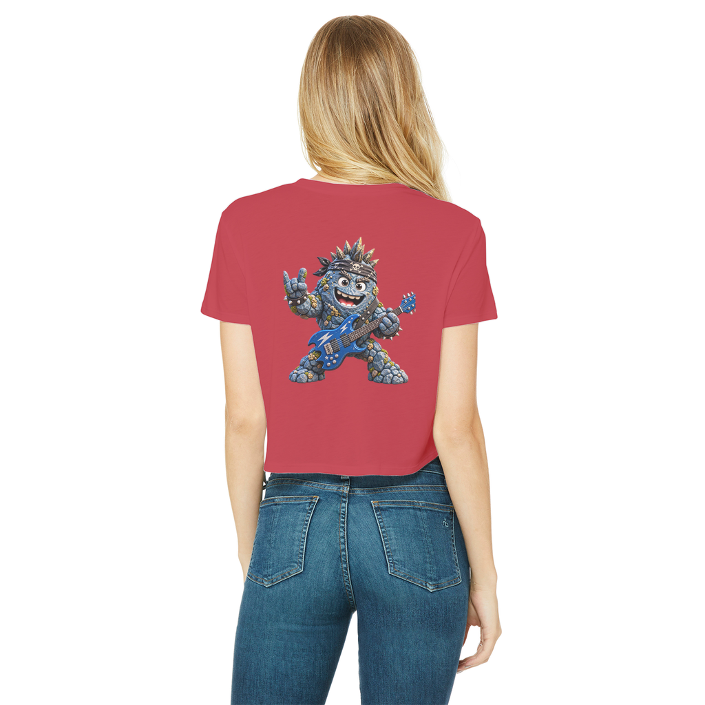Falling Rocks COllection Classic Women's Cropped Raw Edge T-Shirt
