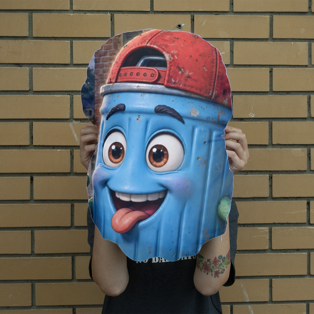 Trash Can Row Giant Face Cushion