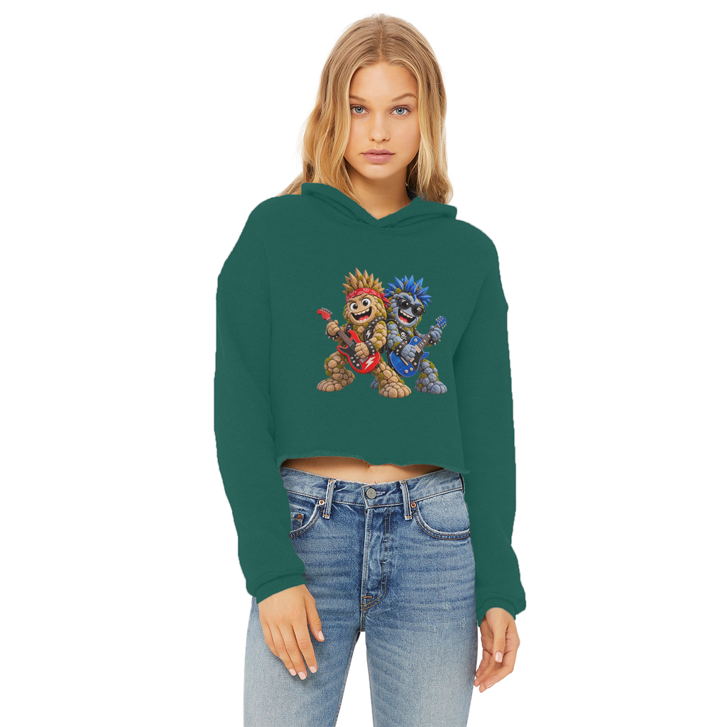 Falling Rocks COllection Ladies Cropped Raw Edge Hoodie