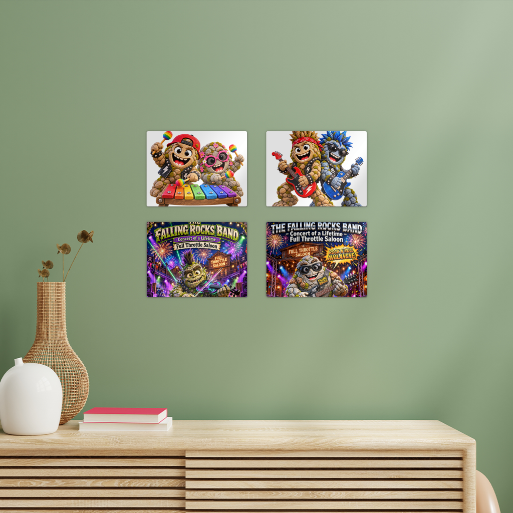 Falling Rocks Collection Rectangle Wall Tiles Set of 4