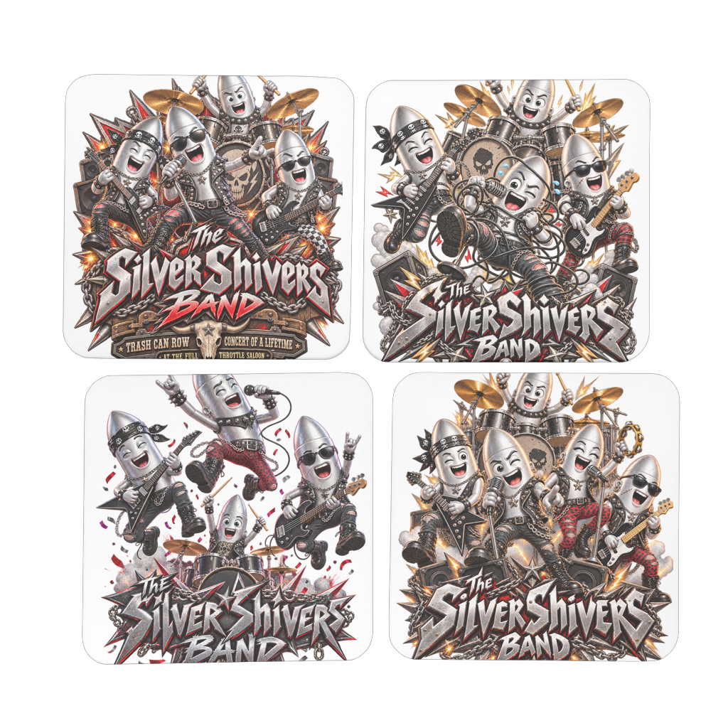 The Silver Shivers Band Hardboard Coaster Set of 4