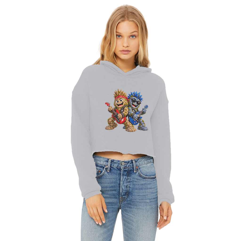 Falling Rocks COllection Ladies Cropped Raw Edge Hoodie