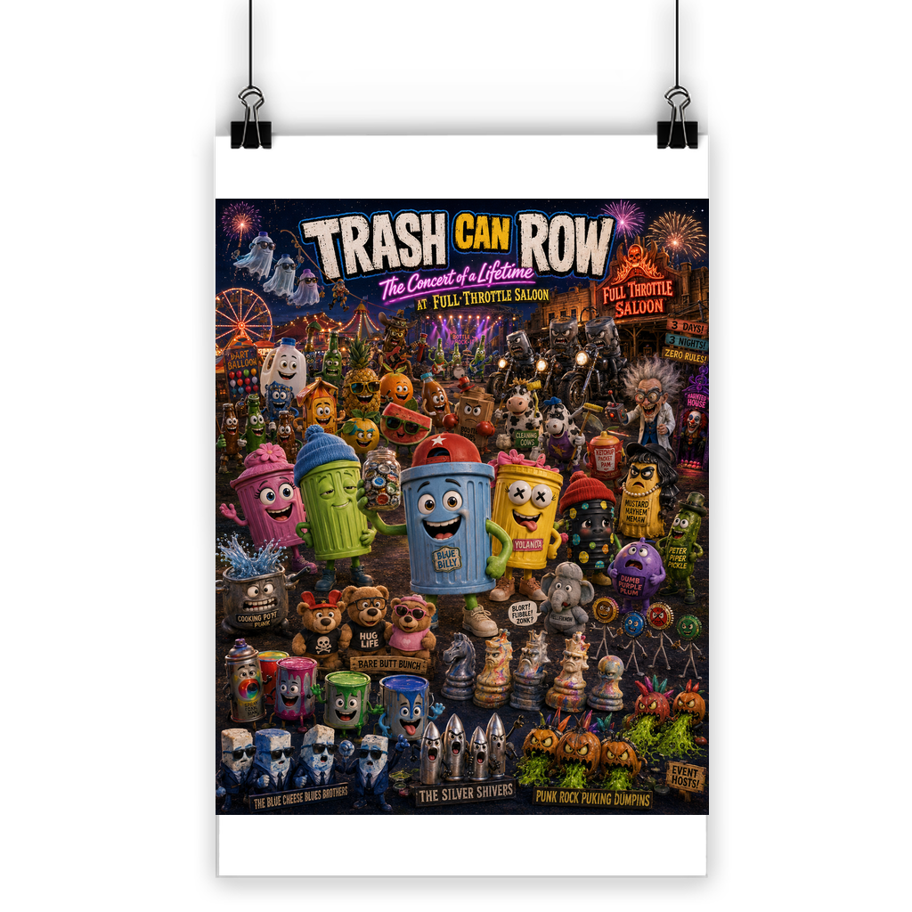Trash Can Row CONCERT FOR A LIFETIME Classic Poster