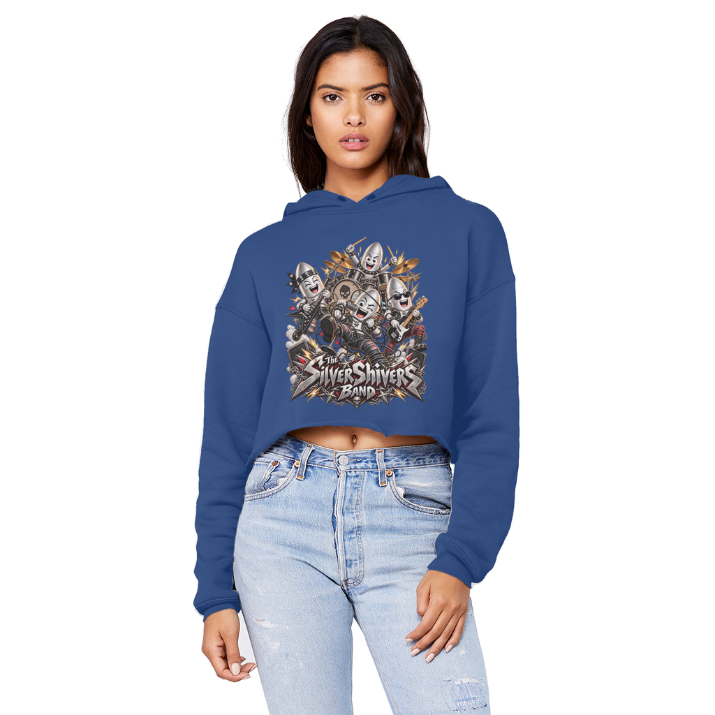 The Silver Shivers Band Cropped Raw Edge Boyfriend Hoodie