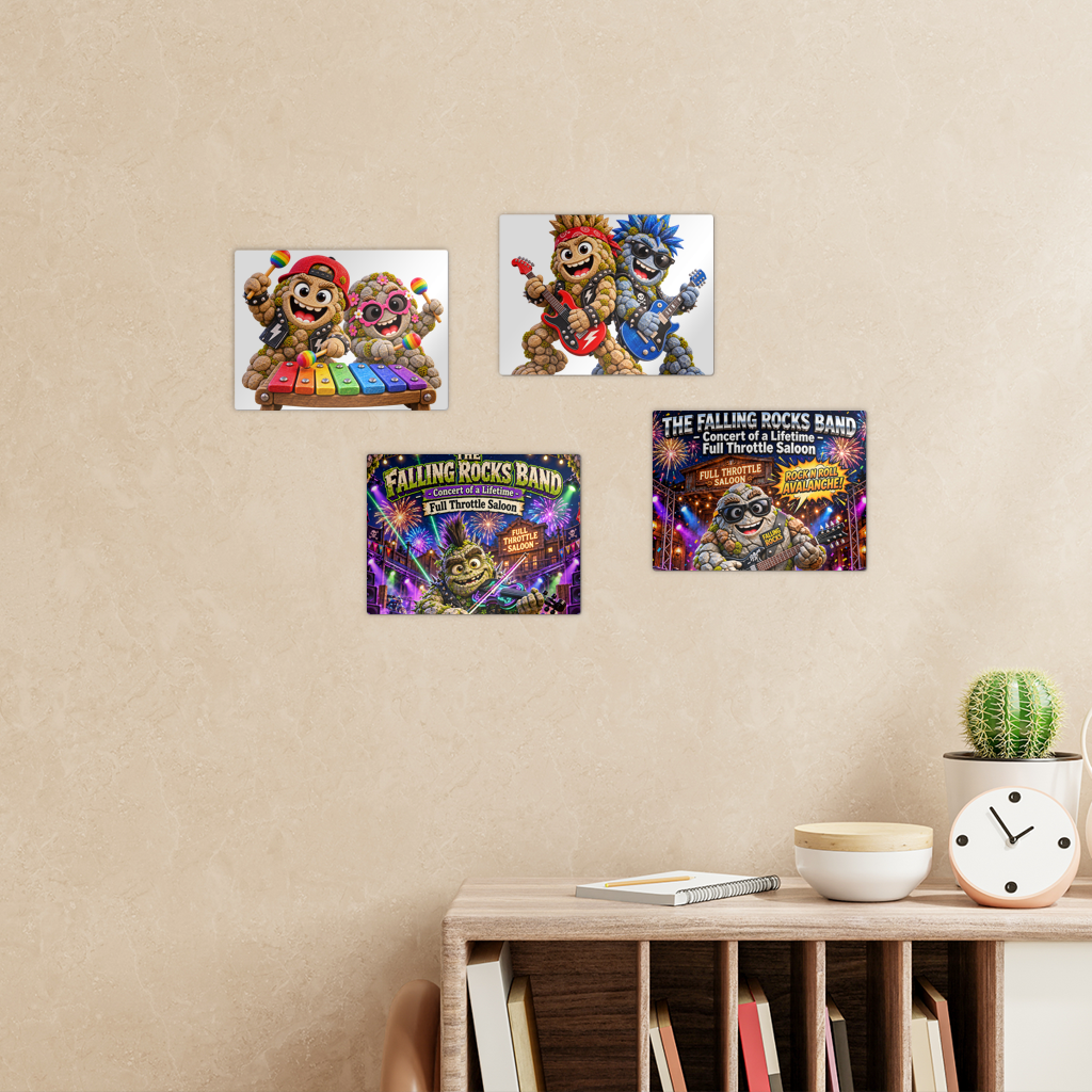Falling Rocks Collection Rectangle Wall Tiles Set of 4