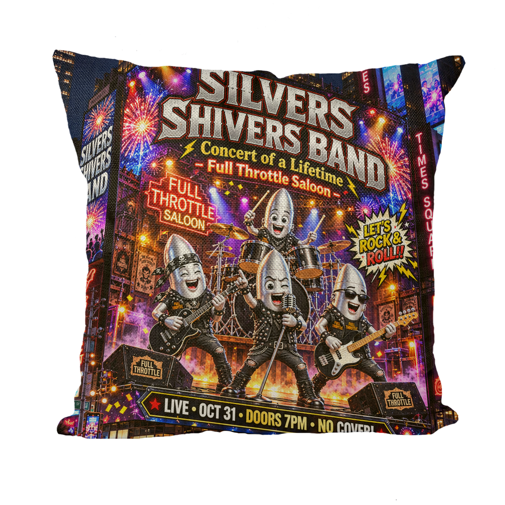 The Silver Shivers Band Throw Pillows