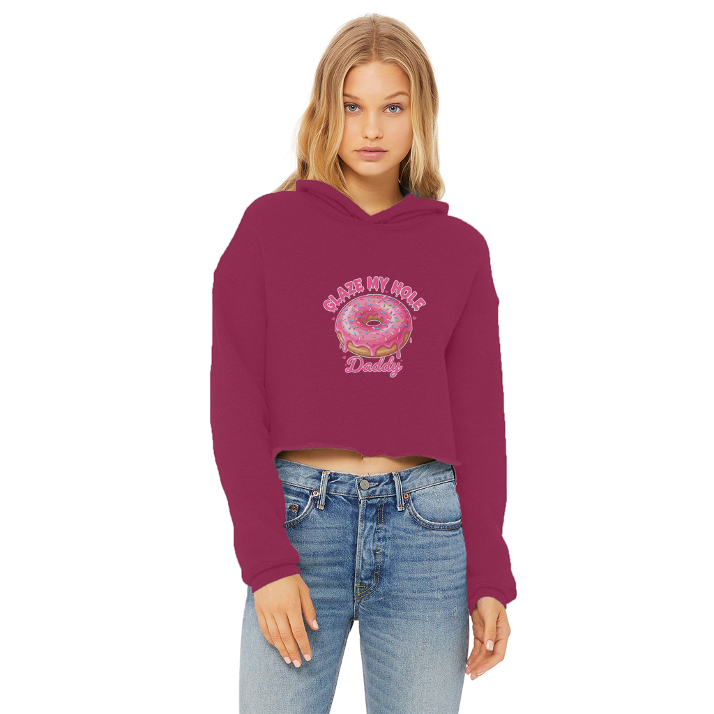 AOC Ladies Cropped Raw Edge Hoodie