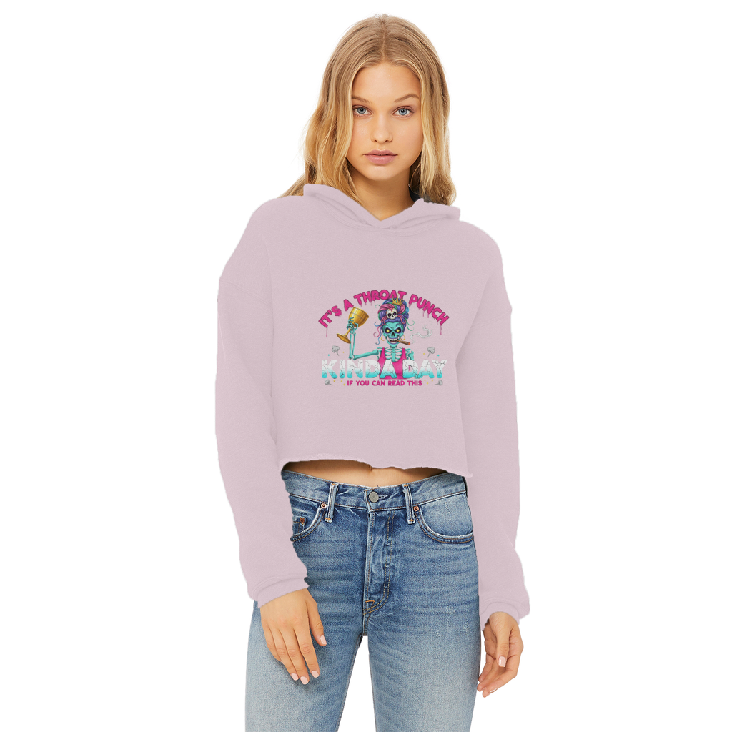 AOP Ladies Cropped Raw Edge Hoodie