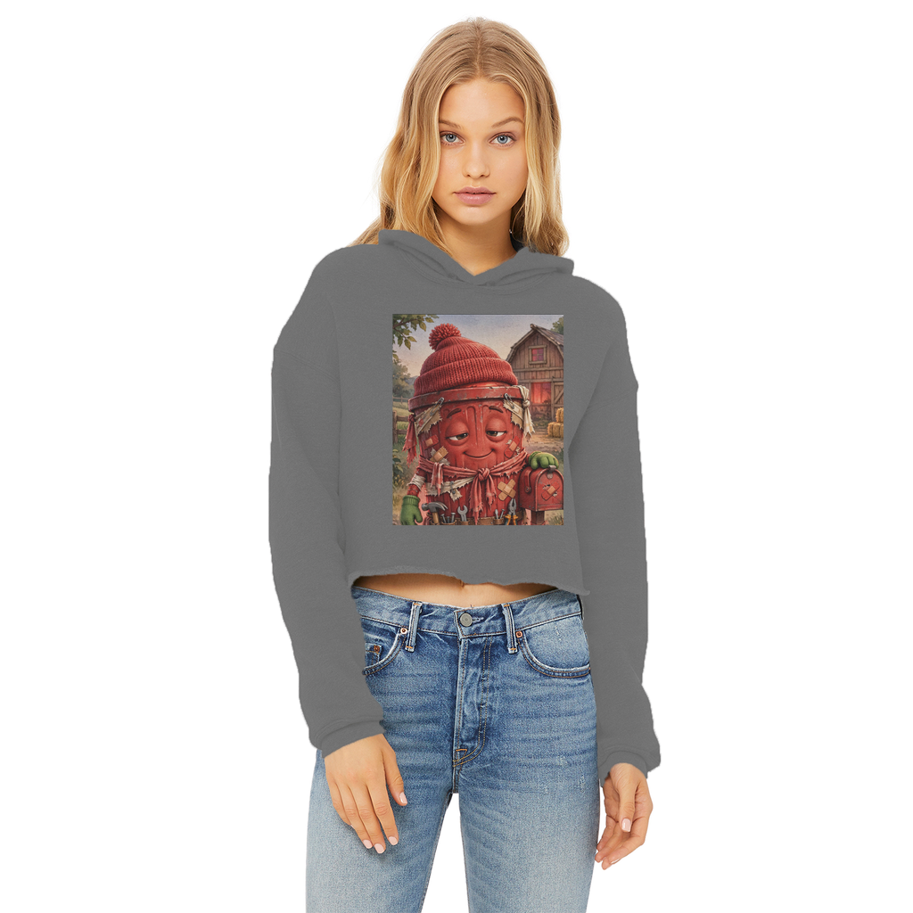 Trash Can Row – Ladies Cropped Raw Edge Hoodie