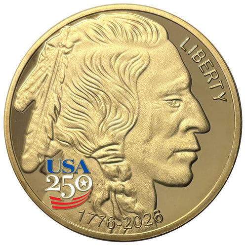 America's 250th Anniversary Buffalo Indian Golden Proof Coin