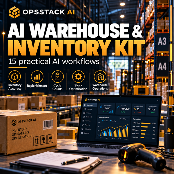 OpsStack AI Warehouse & Inventory Intelligence — Gumroad matching paid thumbnail