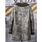 Men’s Hunting Leather Shearling Bomber Trench Coat