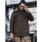 Men’s Hooded Shearling Leather Long Trench Coat